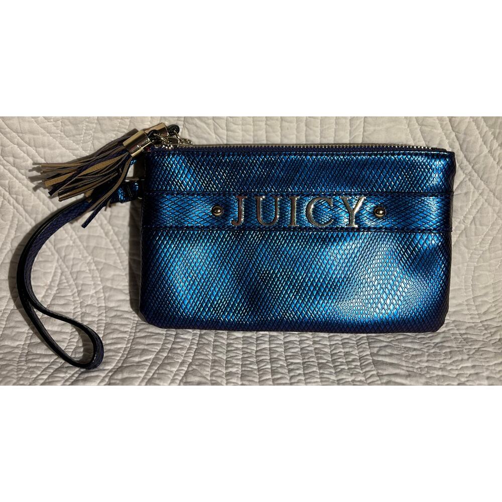 Juicy Couture, Royal Blue Metallic, Double Zip Clutch, Wristlet